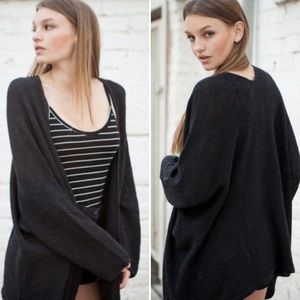 Brandy Melville Black Caroline Cardigan Sweater Open Front One Size Wool Blend
